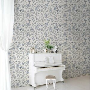 Floral Blue and White Peel & Stick Wallpaper